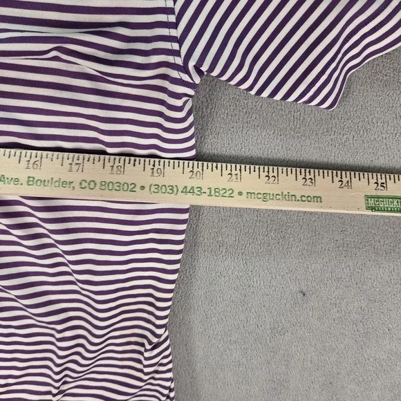 Rhoback Polo Shirt Mens Small Purple White Striped Performance Golf Stretch - Picture 3 of 8